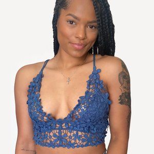 Navy Crochet Top